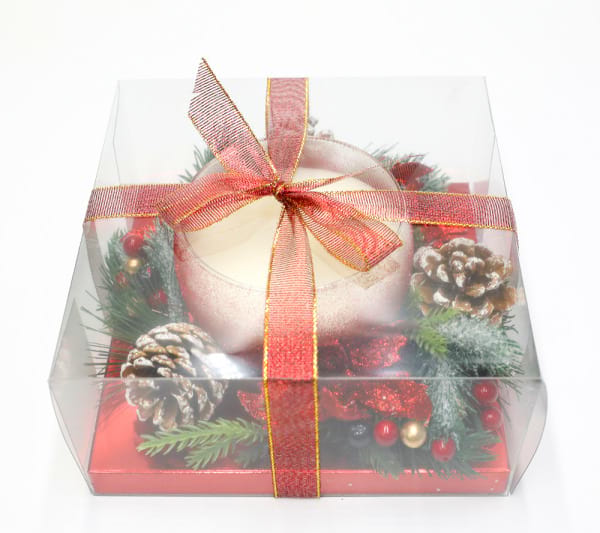 Glittered Ball Glass Xmas Candle with garland