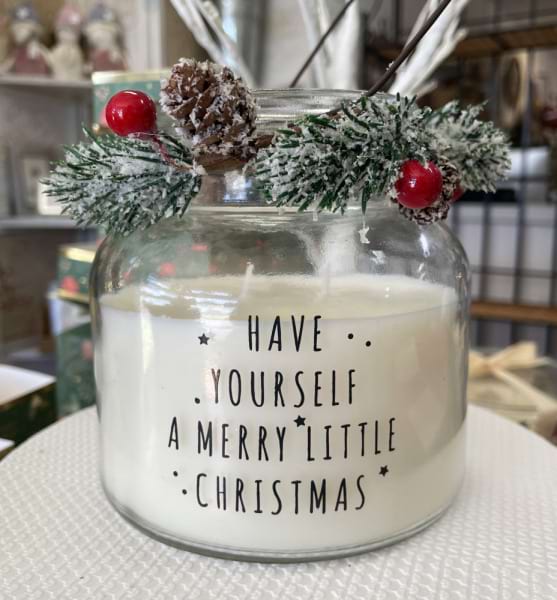 Christmas candle with handle/deco