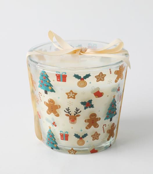 CANDLE WITH DECAL STICKER & RIBBON 