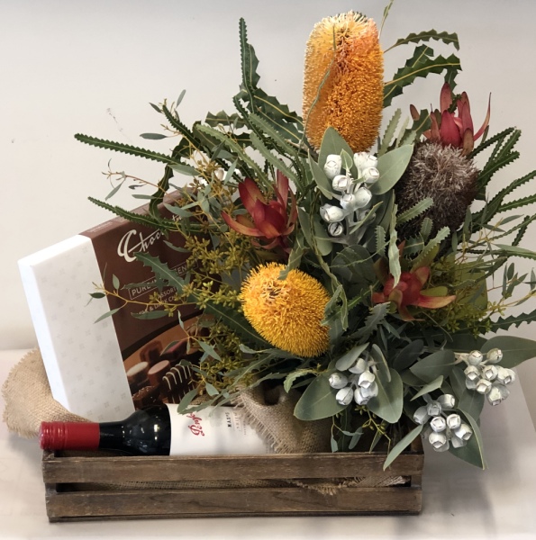 Flowers Chocolates and Wine Hamper
